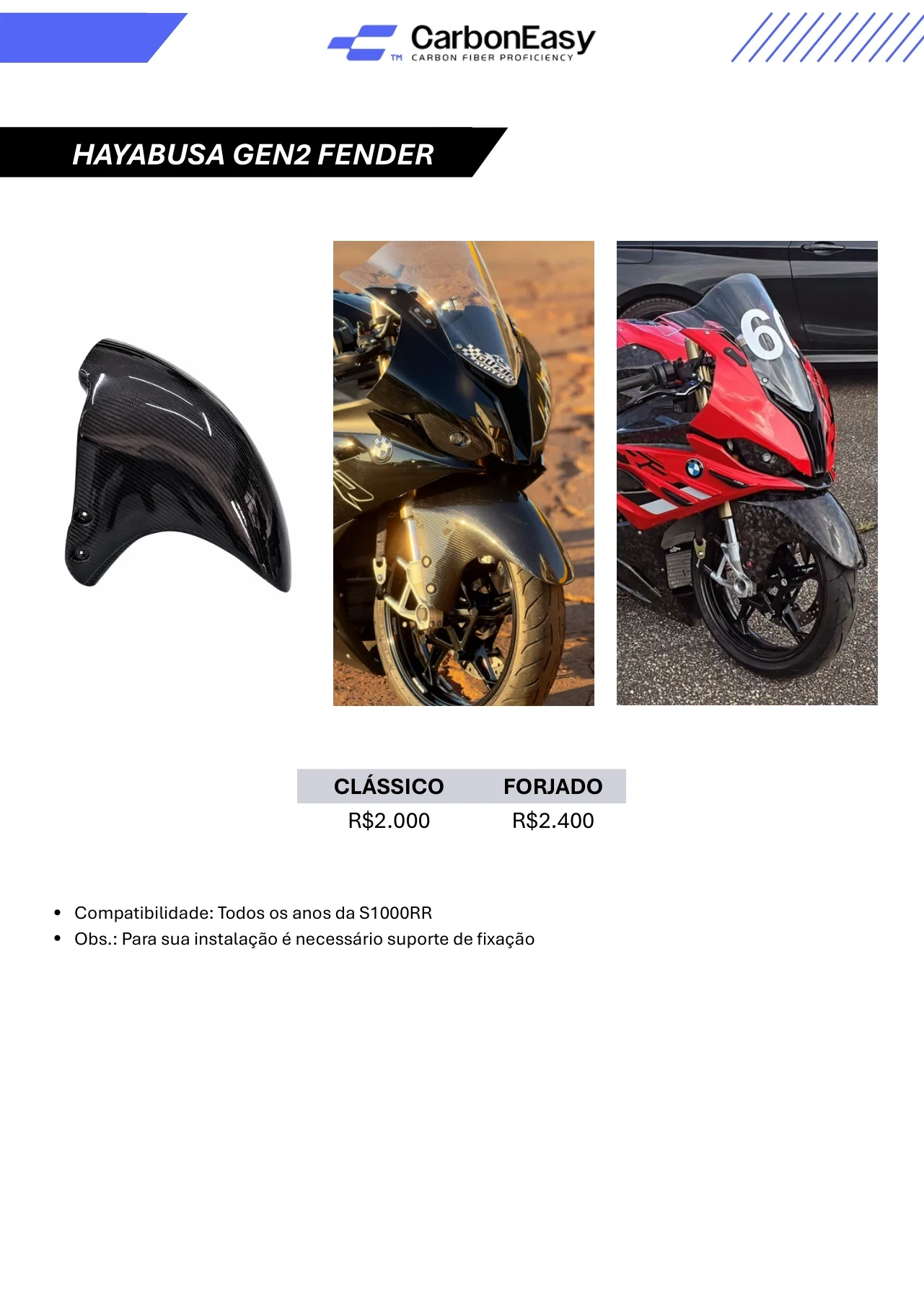 Compatibilidade: Todos os anos da S1000RR